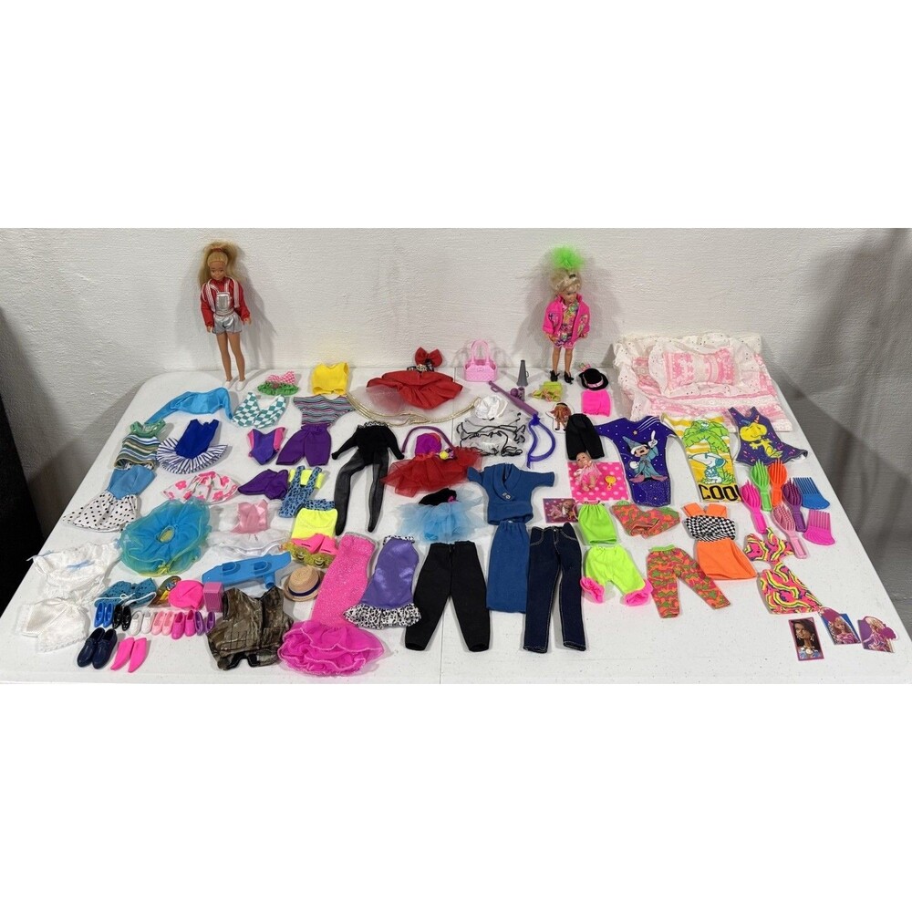 Barbie Doll Clothes Lot 80s 90s 2 Dolls 50+ Pieces Outfit Shoes Accessories